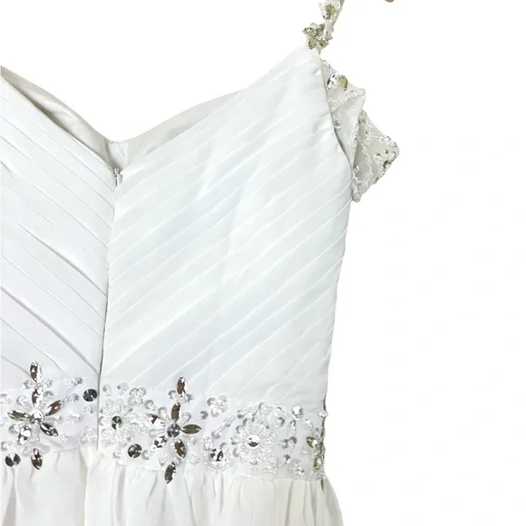 Jaeden | NWT Chiffon jeweled v-neck long beach wedding dress boho off sh… - Picture 12 of 14